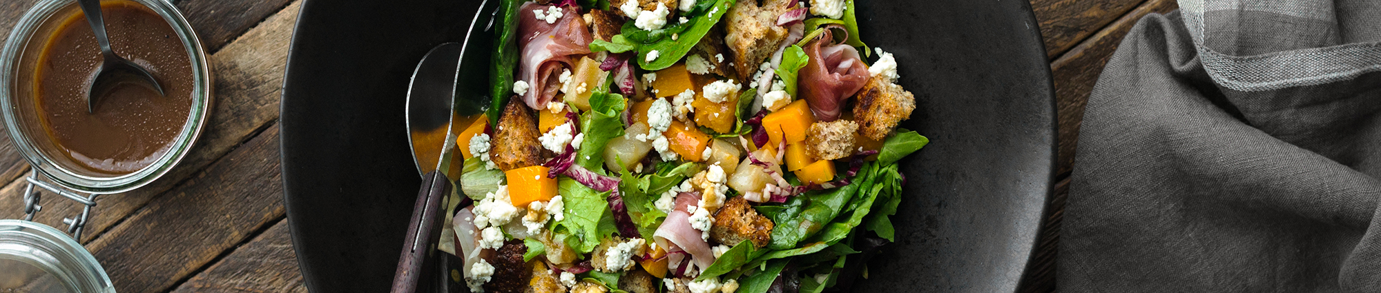 butternut squash bartlett pear prosciutto panzanella salad