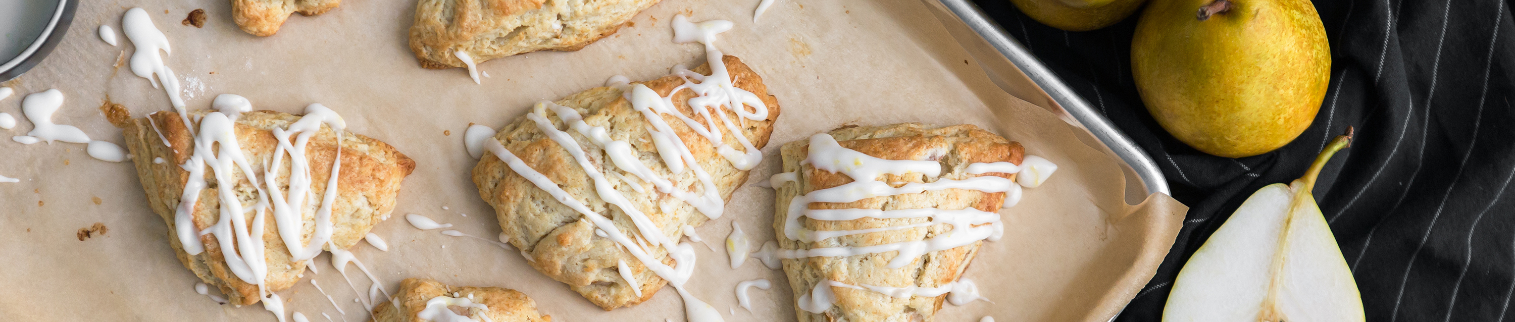 French Butter Pear Ginger Scones with Glaze