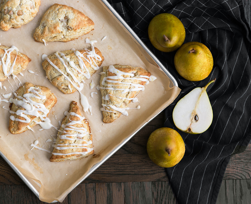 glazed French Butter pear ginger scones